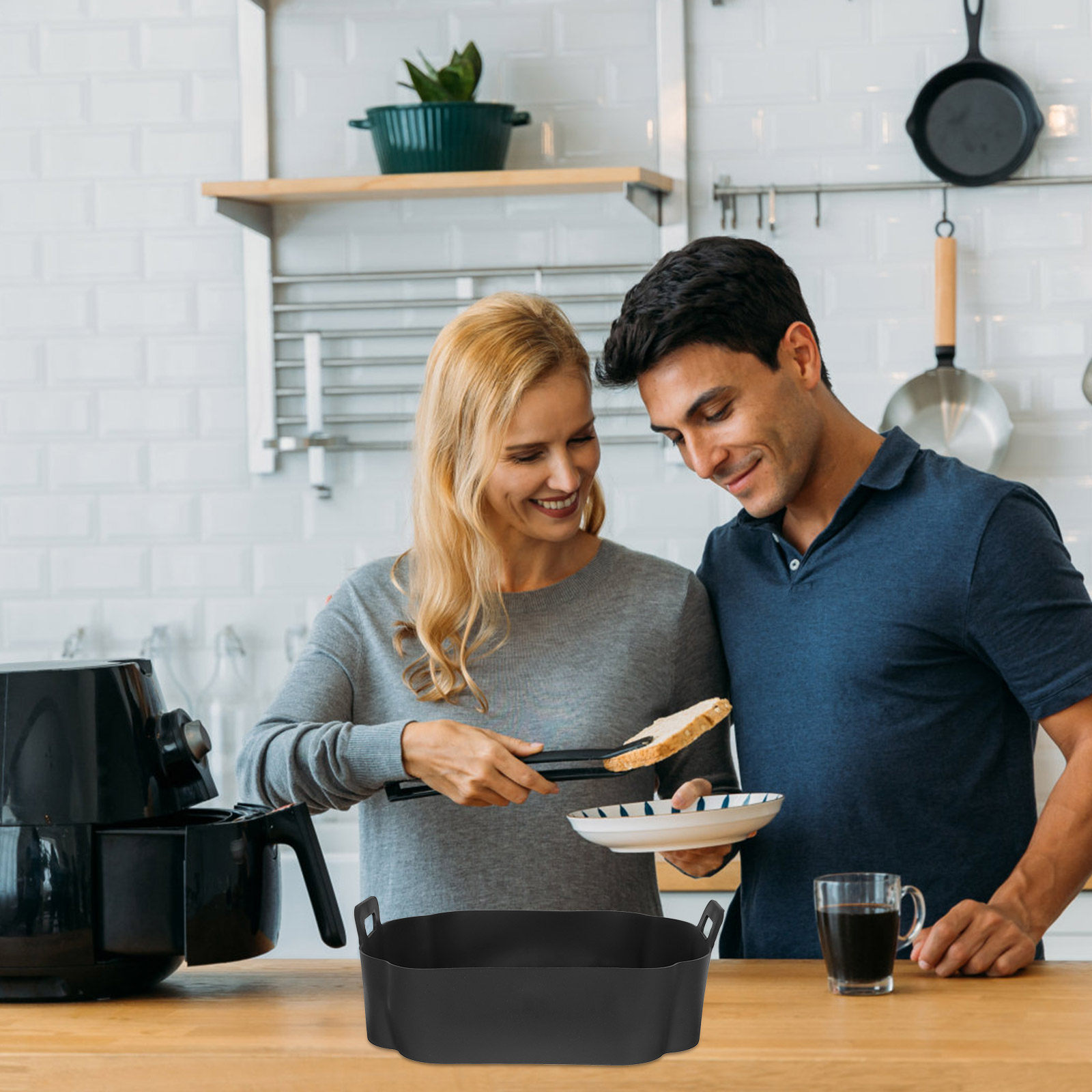 Air Fryer Silicone Pot Liner - แผ่นรองหม้อซิลิโคนสำหรับหม้อทอดไร้น้ำมัน แผ่นรองอบกันติด ทนความร้อน ใช้ซ้ำได้ แผ่นรองตะกร้าด้านใน ทำความสะอาดง่าย