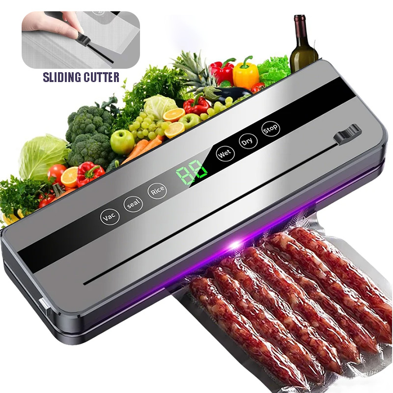 Food Vacuum Sealer Machine - เครื่องซีลสูญญากาศไฟฟ้า Mi สำหรับอาหารแห้ง/เปียก บรรจุภัณฑ์ถุงซีลสูญญากาศ เครื่องซีลสูญญากาศสำหรับเก็บอาหารในครัว