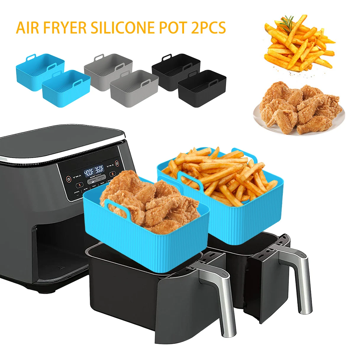 2Pcs Air FryerซิลิโคนสําหรับNi - Air Fryer Silicone Pot Liner บทวิจารณ์และราคา