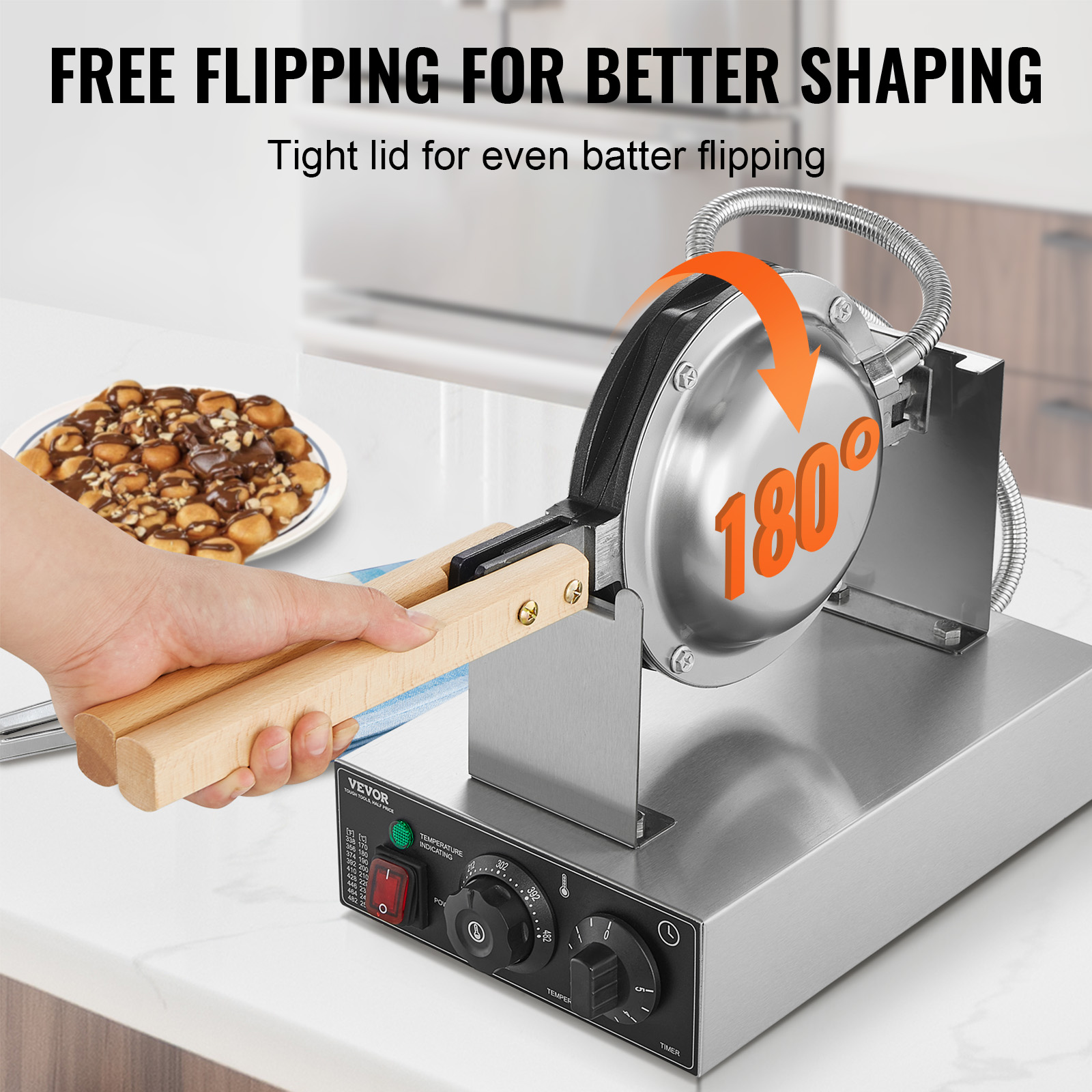 เครื่องทำวาฟเฟิลไข่แบบฟอง Home - Mini Waffle Maker Machine บทวิจารณ์และราคา